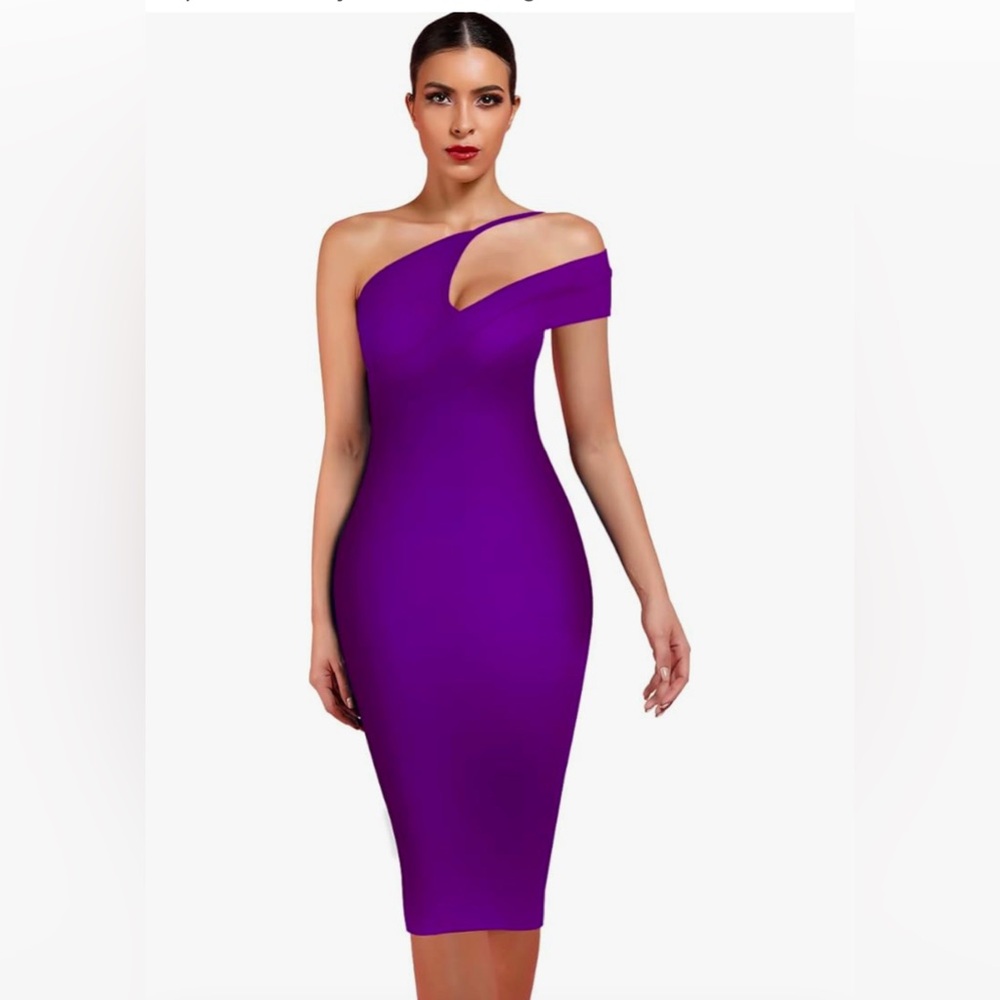Women's Cut Out One Shoulder Sleeveless Split Club Party Fashion Bandage Dress